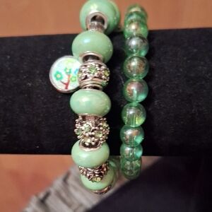 Elegant Green Beaded Bracelet Set